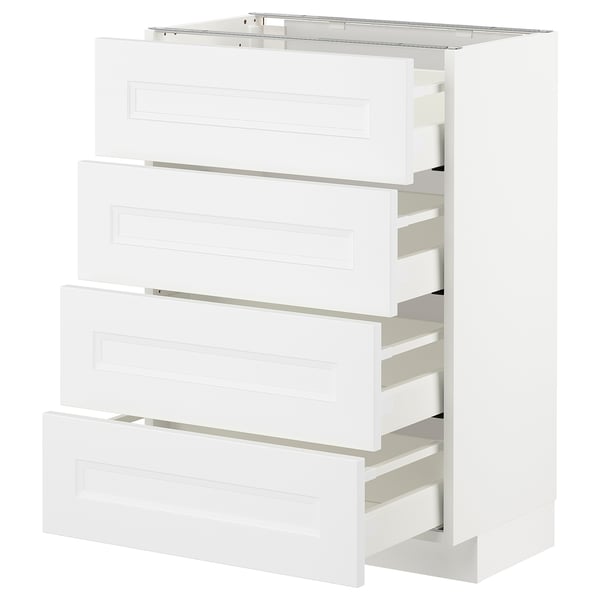 METOD - METOD Base cab 4 frnts/4 drawers, white/Axstad matt white, 60x37 cm