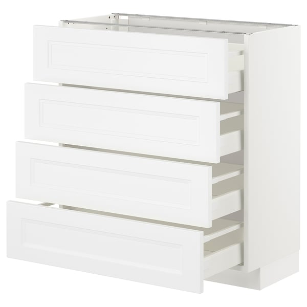 METOD - METOD Base cab 4 frnts/4 drawers, white/Axstad matt white, 80x37 cm