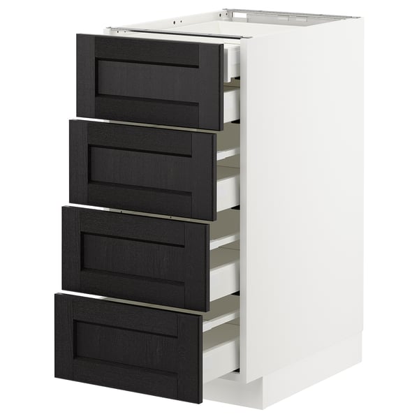 METOD base cb 4 frnts/2 low/3 md drwrs, white/Lerhyttan black stained, 40x60 cm