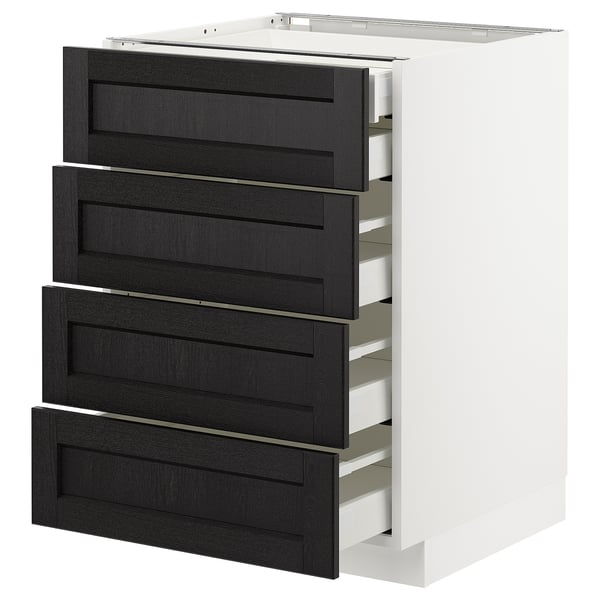 METOD base cb 4 frnts/2 low/3 md drwrs, white/Lerhyttan black stained, 60x60 cm