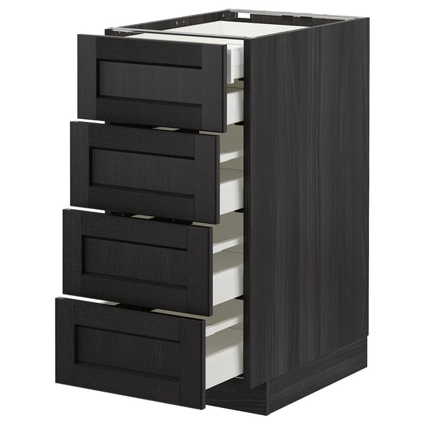 METOD - METOD Base cb 4 frnts/2 low/3 md drwrs, black/Lerhyttan black stained, 40x60 cm