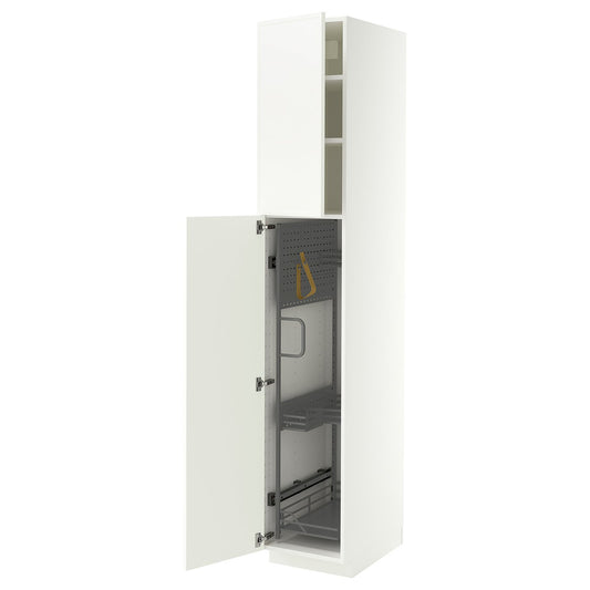 METOD high cabinet with cleaning interior, white/Aspudden matt white, 40x60x220 cm