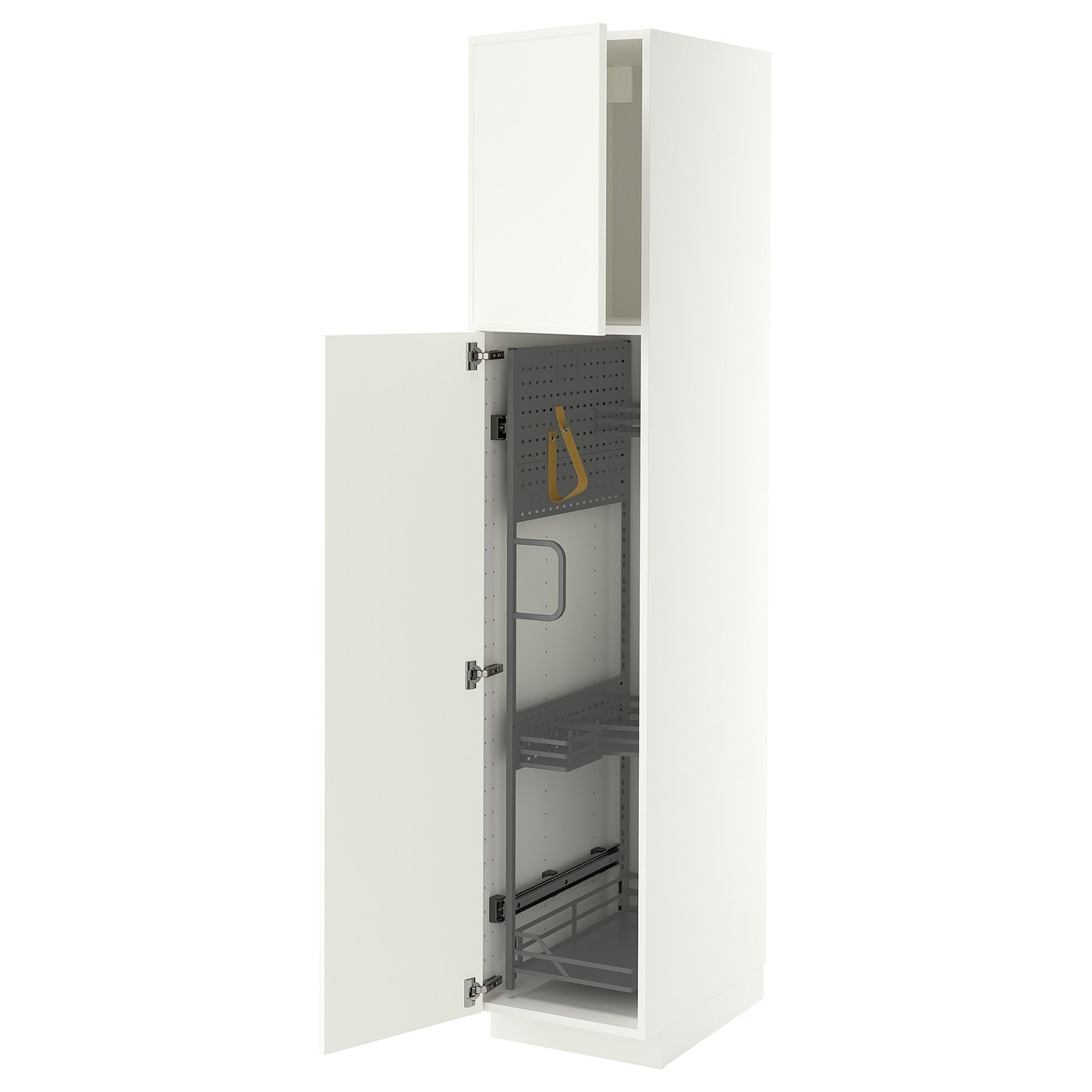 METOD high cabinet with cleaning interior, white/Aspudden matt white, 40x60x200 cm