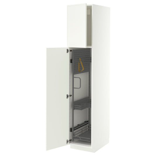 METOD high cabinet with cleaning interior, white/Aspudden matt white, 40x60x200 cm