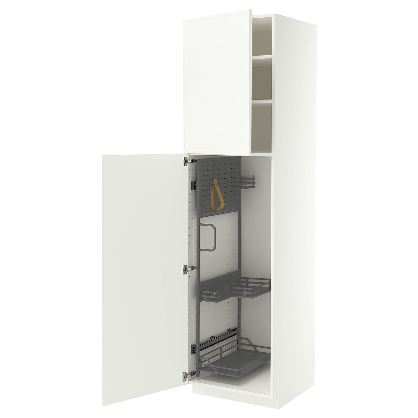 METOD high cabinet with cleaning interior, white/Aspudden matt white, 60x60x220 cm