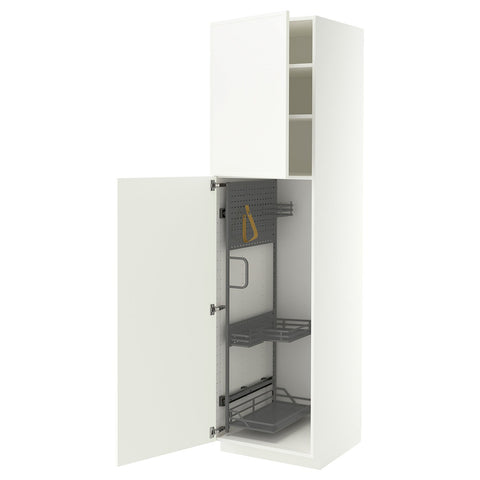 METOD high cabinet with cleaning interior, white/Aspudden matt white, 60x60x220 cm
