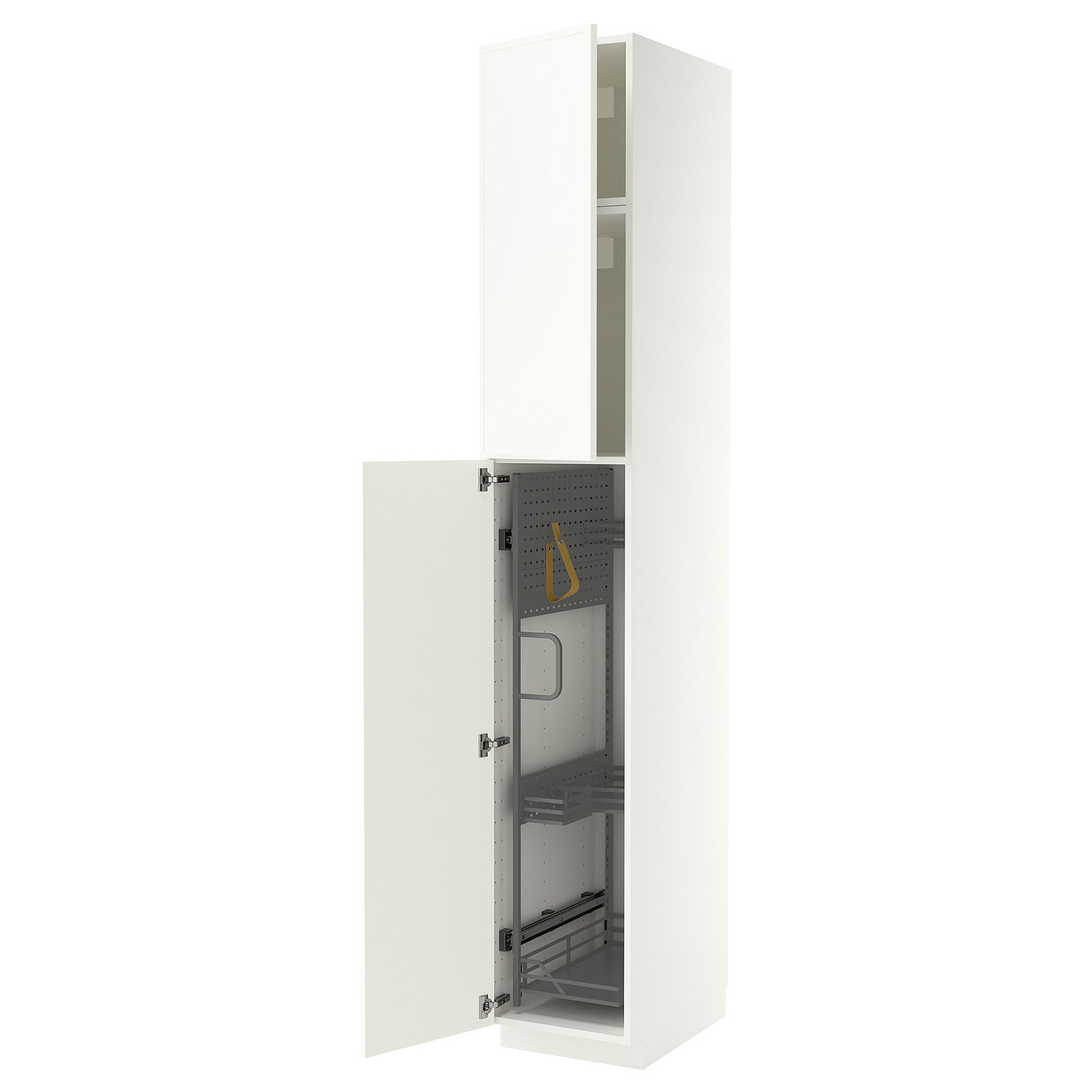METOD high cabinet with cleaning interior, white/Aspudden matt white, 40x60x240 cm