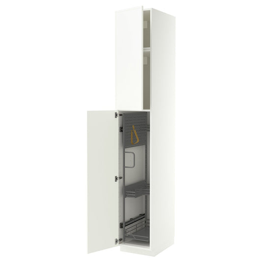 METOD high cabinet with cleaning interior, white/Aspudden matt white, 40x60x240 cm