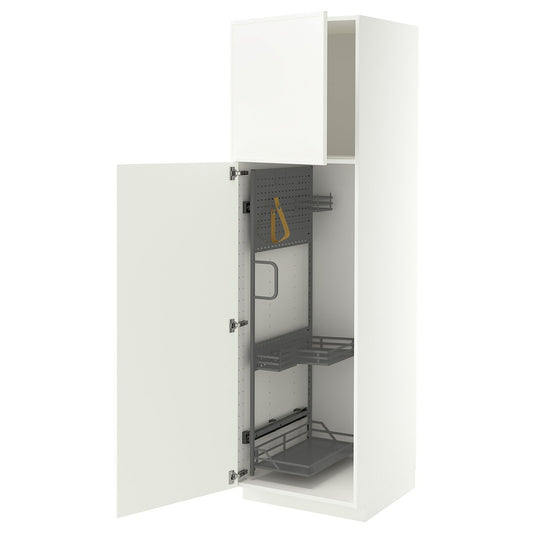 METOD high cabinet with cleaning interior, white/Aspudden matt white, 60x60x200 cm