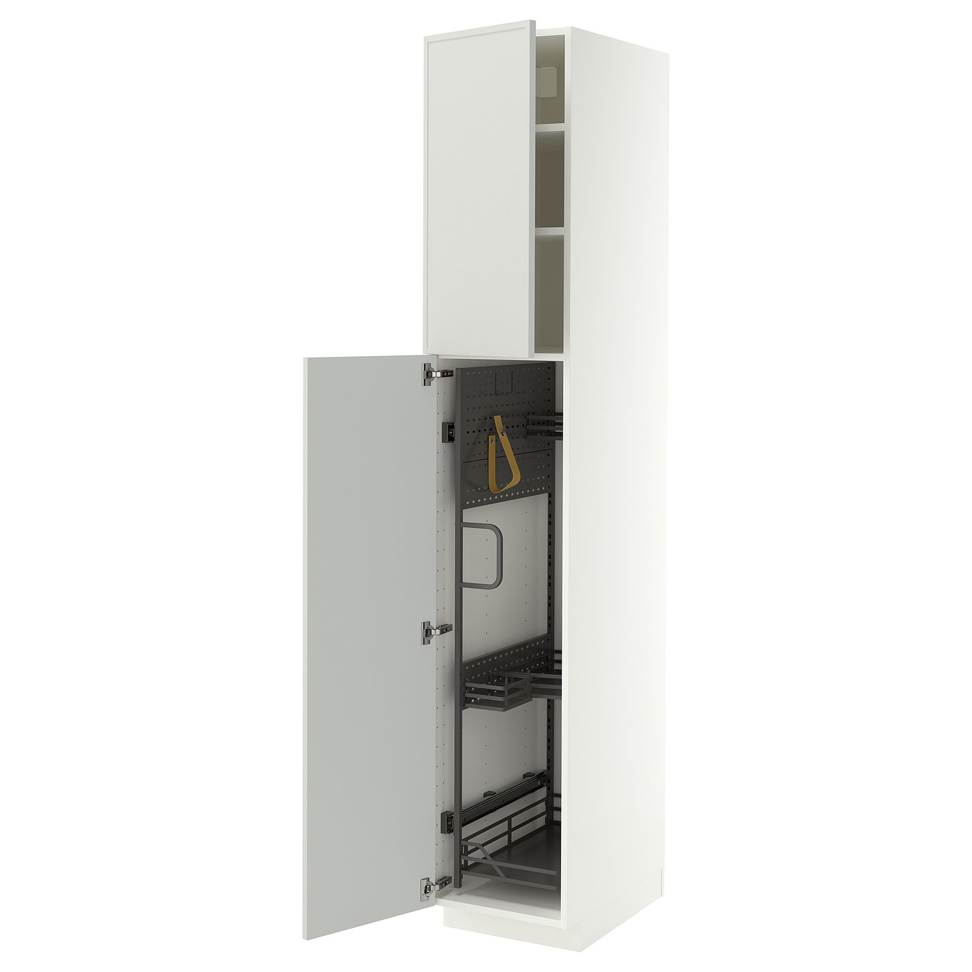 METOD high cabinet with cleaning interior, white/Aspudden light grey, 40x60x220 cm
