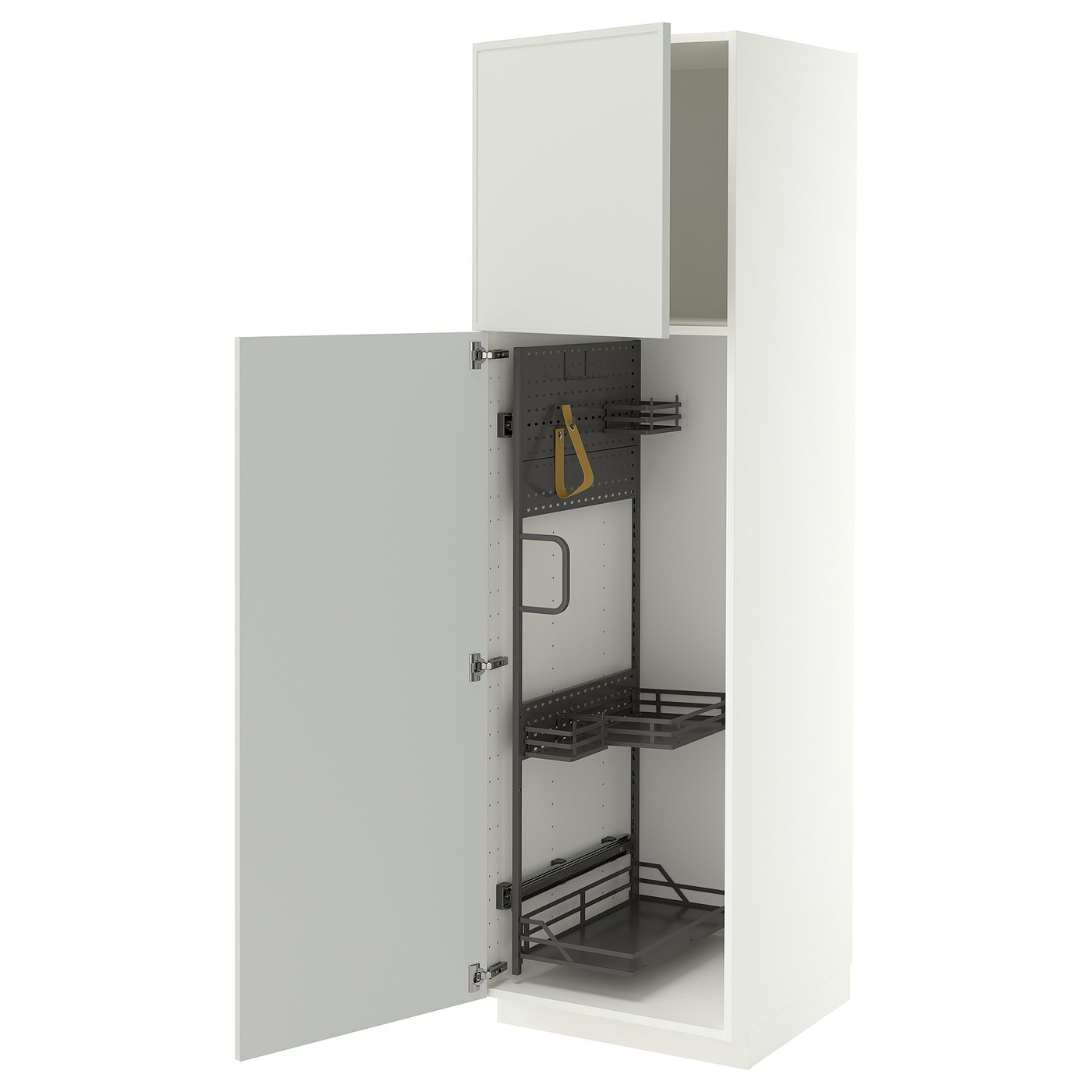 METOD high cabinet with cleaning interior, white/Aspudden light grey, 60x60x200 cm