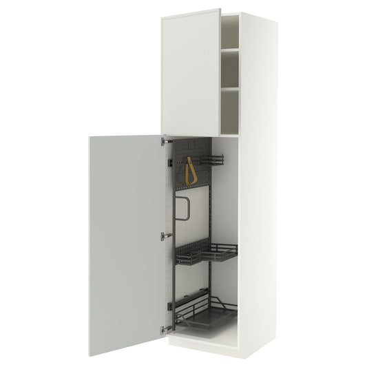 METOD high cabinet with cleaning interior, white/Aspudden light grey, 60x60x220 cm