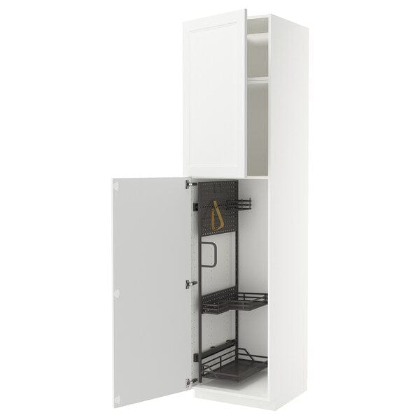 Ikea METOD - Tall cabinet with cleaning accessories, white/Axstad white matt,60x60x240 cm