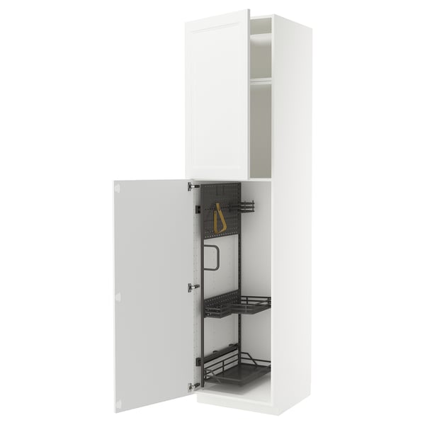 METOD - METOD High cabinet with cleaning interior, white/Axstad matt white, 60x60x240 cm