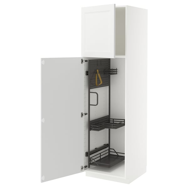 METOD - METOD High cabinet with cleaning interior, white/Axstad matt white, 60x60x200 cm