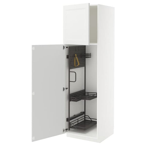 METOD - Tall cabinet with cleaning accessories, white/Axstad white matt,60x60x200 cm