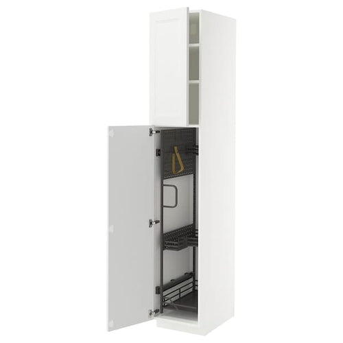 METOD high cabinet with cleaning interior, white/Axstad matt white, 40x60x220 cm