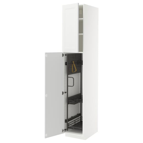 METOD high cabinet with cleaning interior, white/Axstad matt white, 40x60x220 cm