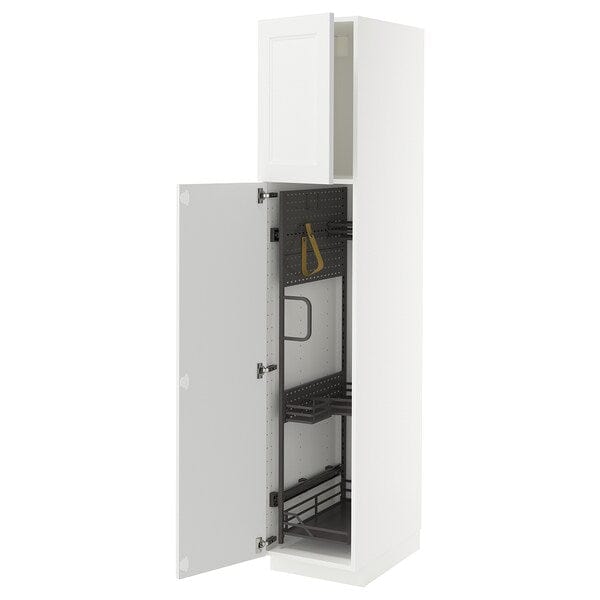 Ikea METOD - Tall cabinet with cleaning accessories, white/Axstad white matt,40x60x200 cm