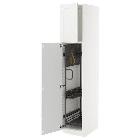 Ikea METOD - Tall cabinet with cleaning accessories, white/Axstad white matt,40x60x200 cm