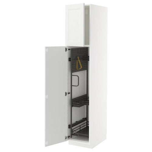 METOD high cabinet with cleaning interior, white/Axstad matt white, 40x60x200 cm
