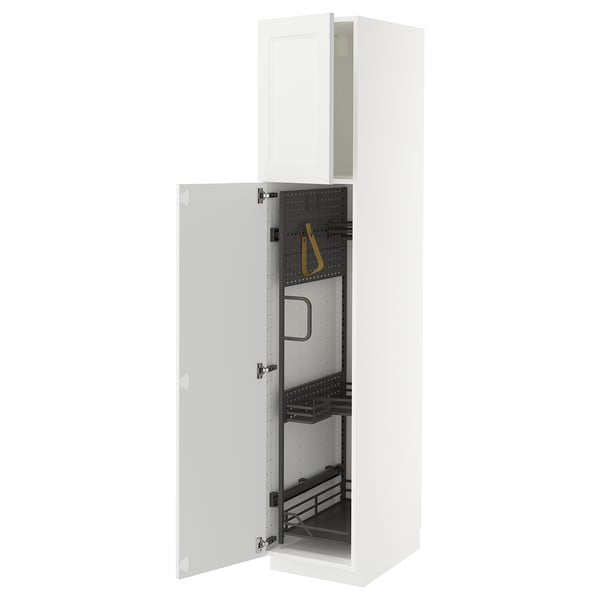 METOD - METOD High cabinet with cleaning interior, white/Axstad matt white, 40x60x200 cm