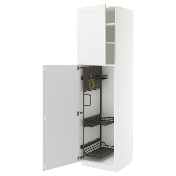 METOD - METOD High cabinet with cleaning interior, white/Axstad matt white, 60x60x220 cm