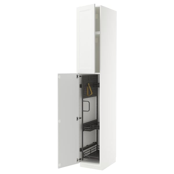 Ikea METOD - Tall cabinet with cleaning accessories, white/Axstad white matt,40x60x240 cm