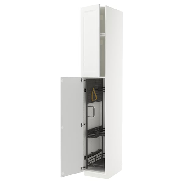 METOD - METOD High cabinet with cleaning interior, white/Axstad matt white, 40x60x240 cm