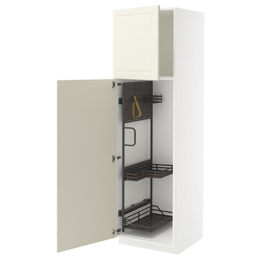 Ikea METOD - Tall cabinet with cleaning accessories, white/Bodbyn off-white,60x60x200 cm