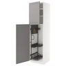 METOD high cabinet with cleaning interior, white/Bodbyn grey, 60x60x220 cm