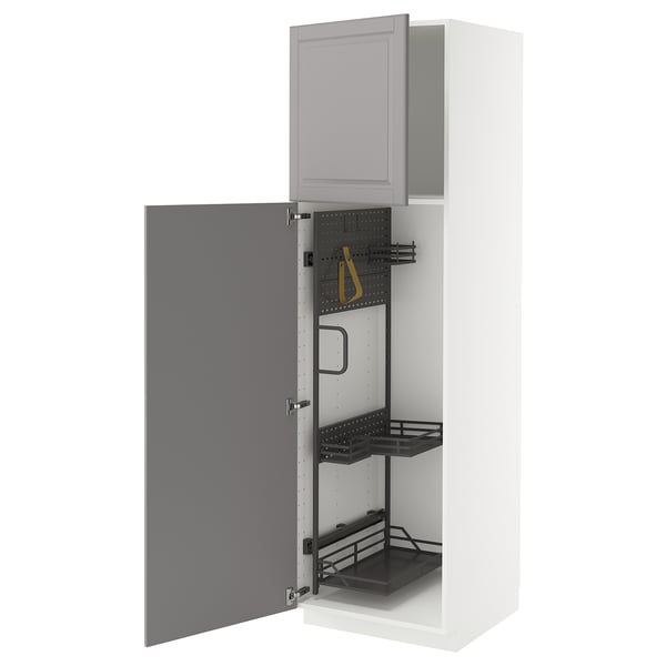 METOD - METOD High cabinet with cleaning interior, white/Bodbyn grey, 60x60x200 cm