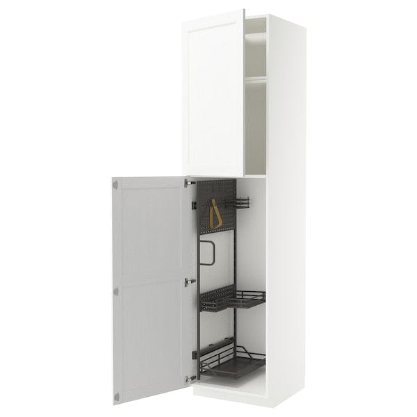 Ikea METOD - Tall cabinet with cleaning accessories, Enköping/white wood effect,60x60x240 cm