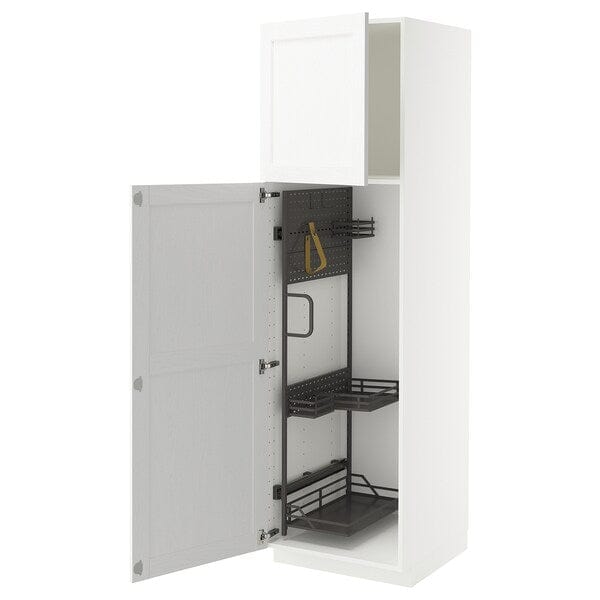 Ikea METOD - Tall cabinet with cleaning accessories, Enköping/white wood effect,60x60x200 cm