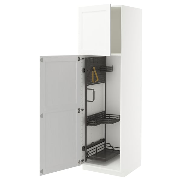 METOD - METOD High cabinet with cleaning interior, white Enköping/white wood effect, 60x60x200 cm