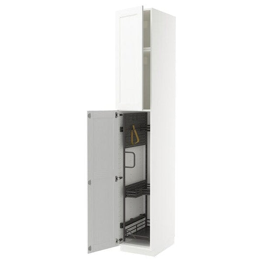 Ikea METOD - Tall cabinet with cleaning accessories, Enköping/white wood effect,40x60x240 cm