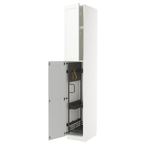 METOD high cabinet with cleaning interior, white Enköping/white wood effect, 40x60x240 cm