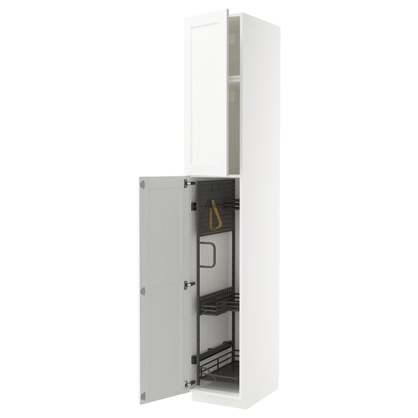 METOD - METOD High cabinet with cleaning interior, white Enköping/white wood effect, 40x60x240 cm