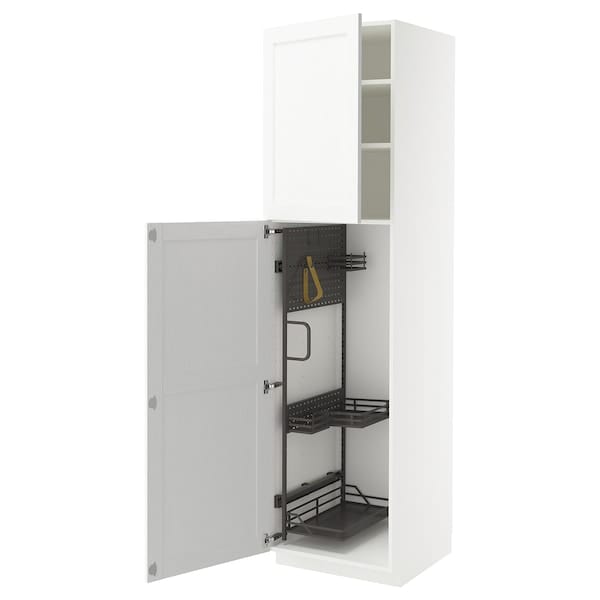 Ikea METOD - Tall cabinet with cleaning accessories, Enköping/white wood effect,60x60x220 cm