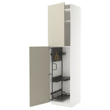METOD high cabinet with cleaning interior, white/Havstorp beige, 60x60x240 cm