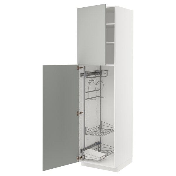 Ikea METOD - High cabinet with cleaning interior, white/Havstorp light grey, 60x60x220 cm