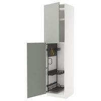 METOD high cabinet with cleaning interior, white/Havstorp light grey, 60x60x240 cm