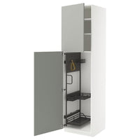 METOD high cabinet with cleaning interior, white/Havstorp light grey, 60x60x220 cm
