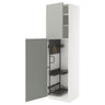 METOD high cabinet with cleaning interior, white/Havstorp light grey, 60x60x220 cm