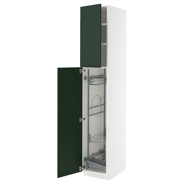 Ikea METOD - High cabinet with cleaning interior, white/Havstorp deep green, 40x60x220 cm