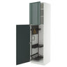METOD high cabinet with cleaning interior, white/Kallarp high-gloss dark grey-green, 60x60x220 cm