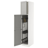 METOD high cabinet with cleaning interior, white/Lerhyttan light grey, 40x60x200 cm