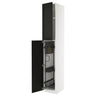 METOD high cabinet with cleaning interior, white/Lerhyttan black stained, 40x60x240 cm