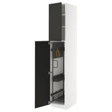 METOD high cabinet with cleaning interior, white/Nickebo matt anthracite, 40x60x220 cm