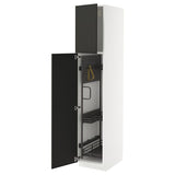 METOD high cabinet with cleaning interior, white/Nickebo matt anthracite, 40x60x200 cm